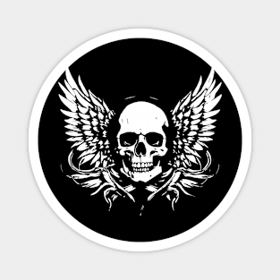 rock skull with wings Magnet